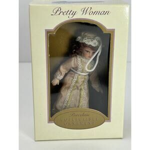 Pretty Woman Porcelain Doll Ornament Bronze Gold Trim Dress Brunette DG 2004